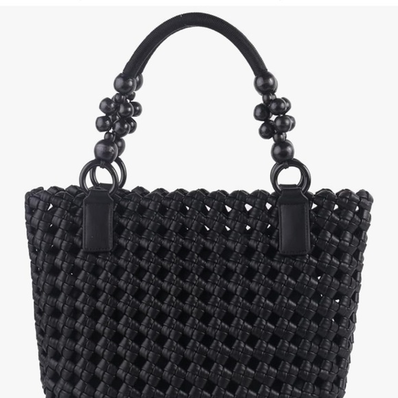 Queenoris Handbags - Elegant Black‎ Woven Tote Bag